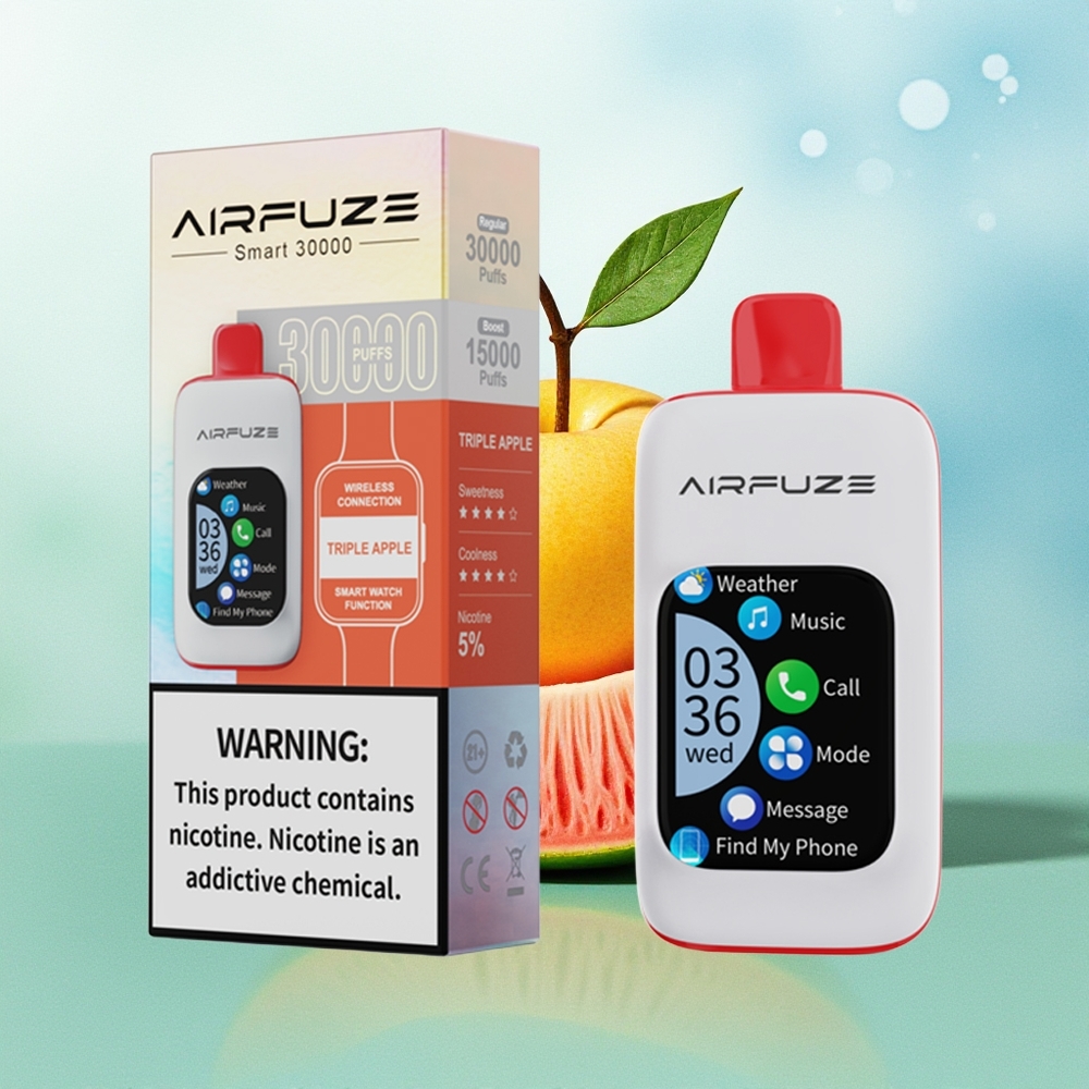 AirFuze Smart 30000 Pūkštelių Trigubas Obuolys 900mAh 5% Nikotino Tipo-C