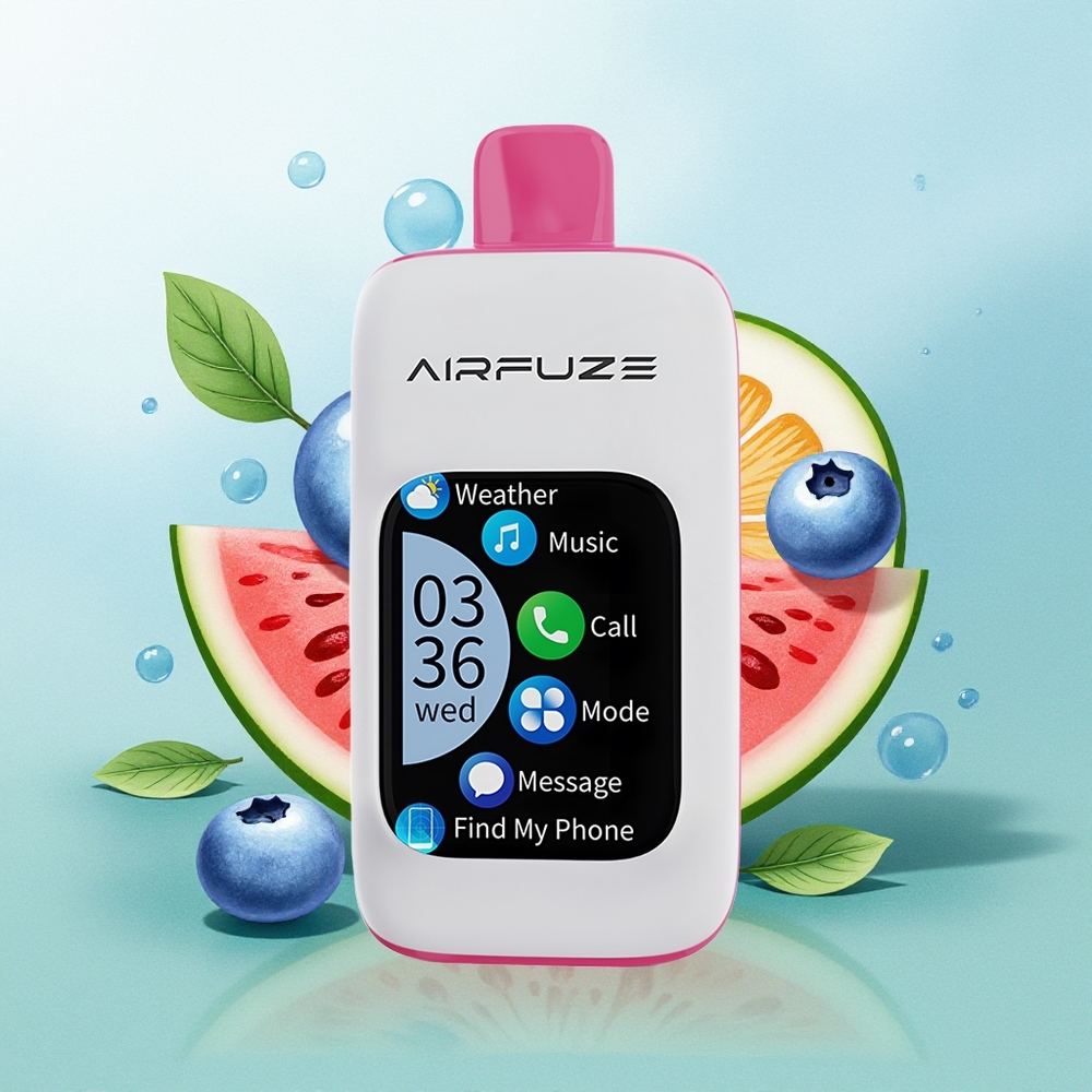 AirFuze Smart 30000 Prufų Vienkartinis Podas Mėlynųjų Uogų ir Vandynio Derinys su 5% Nikotino 900mAh Baterija Type-C Įkrovimu ir 2.01'' TFT Ekranu