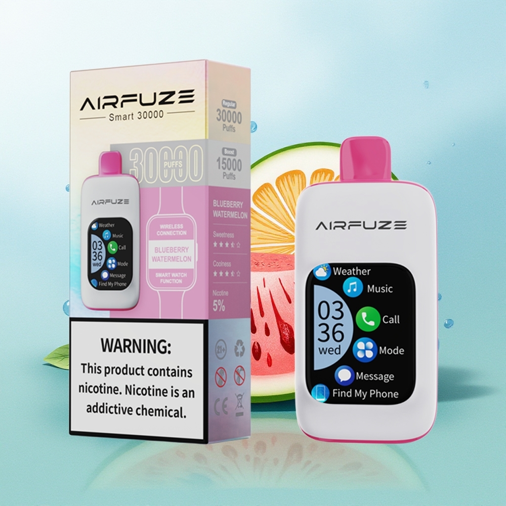 AirFuze Smart 30000 Prufų Vienkartinis Podas Mėlynųjų Uogų ir Vandynio Derinys su 5% Nikotino 900mAh Baterija Type-C Įkrovimu ir 2.01\'\' TFT Ekranu