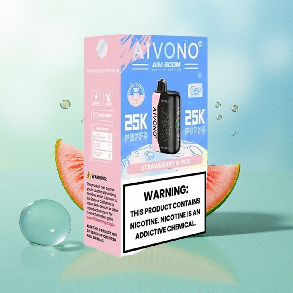Aivono Aim Boom 25000 Pūkštelių Braškės B Pop 0% Nikotino 28ml Tipas-C