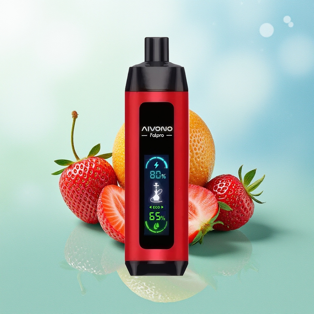 Aivono Aim Fatpro 22000 Pūkų Braškų Punch 28ml 600mAh 0.6Ω Tinklelinė Apvija Eco/Boost Dual Modes