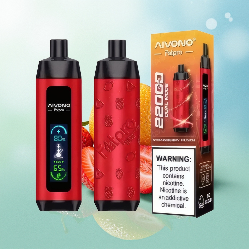 Aivono Aim Fatpro 22000 Pūkų Braškų Punch 28ml 600mAh 0.6Ω Tinklelinė Apvija Eco/Boost Dual Modes