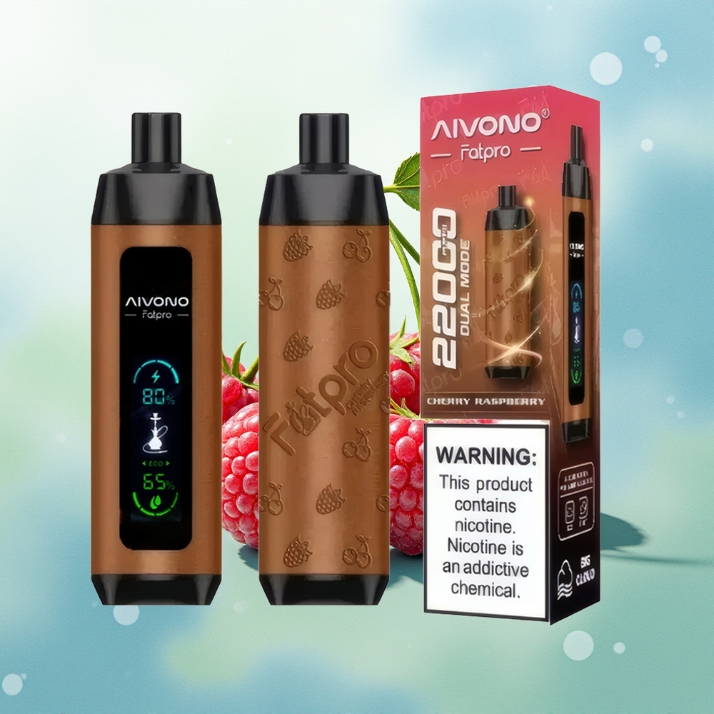 Aivono Aim Fatpro 22000 Pūkų Vyšnia Mėlynė 0% Nikotino 28ml Skysčių 600mAh Eco/Boost Dual Modes 0.6Ω Tinklelio Ritė