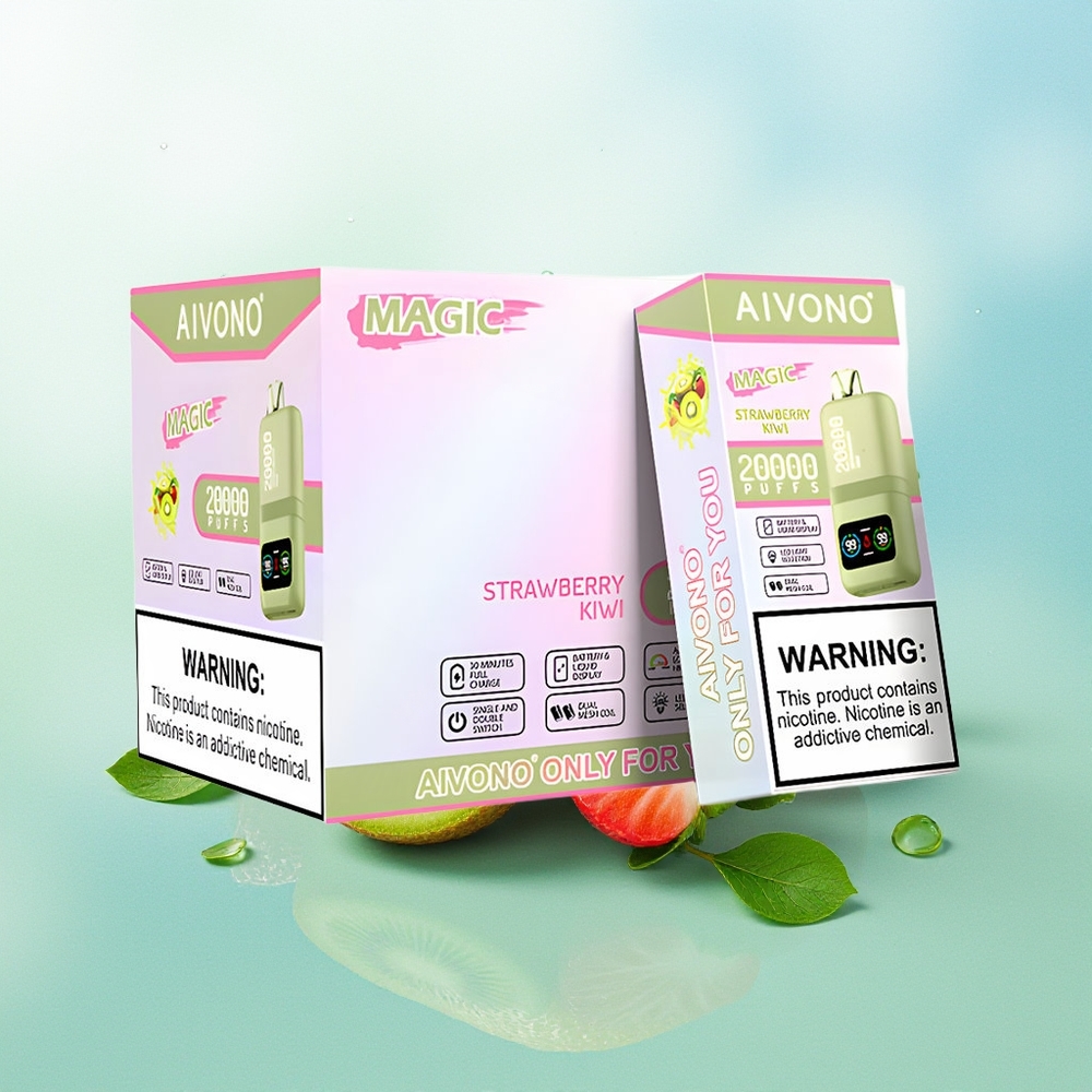 Aivono Aim Magic 20000 Pūkų Braškės-Kiwi Dvigubos Tinklelių Apvijos LCD Ekranas Type-C