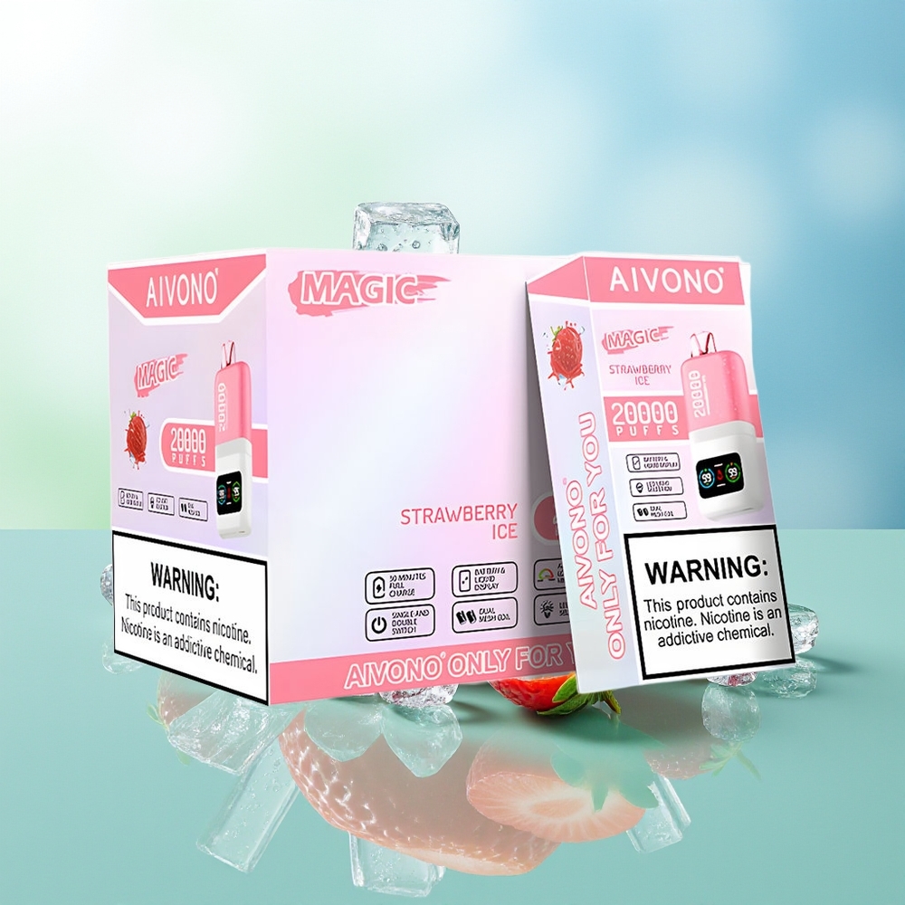 Aivono Aim Magic 20000 Pūkų Braškės Ledas 26ml Tipo-C