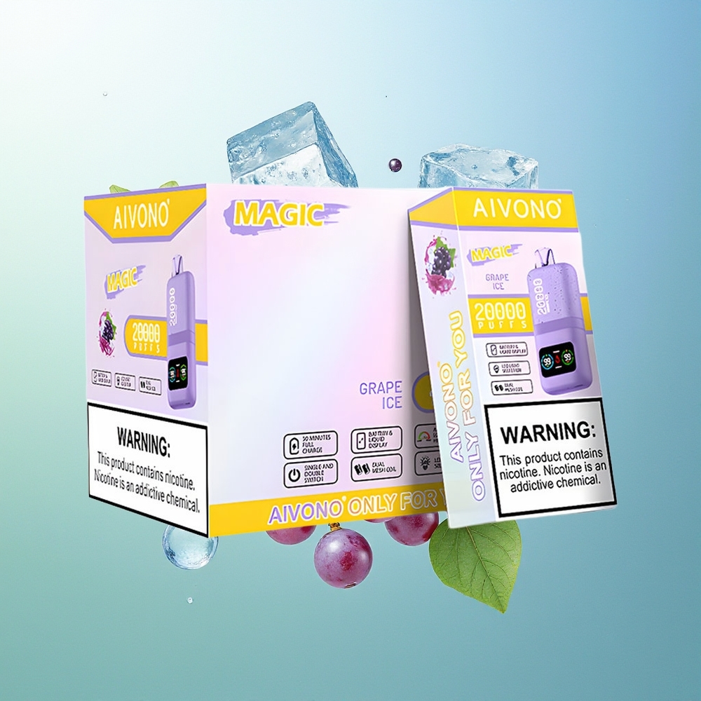 Aivono Aim Magic 20000 Pūkštelių Vynuogės Ledas Disposable Vapas Tipas-C Įkrovimas Dvigubas Tinklelio Apvijas LCD Ekranas