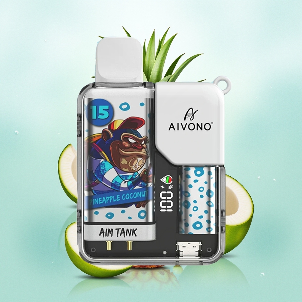 Aivono Aim Tank 9500 Pūkų Ananasas Kokosas LCD Ekranas 18ml 650mAh