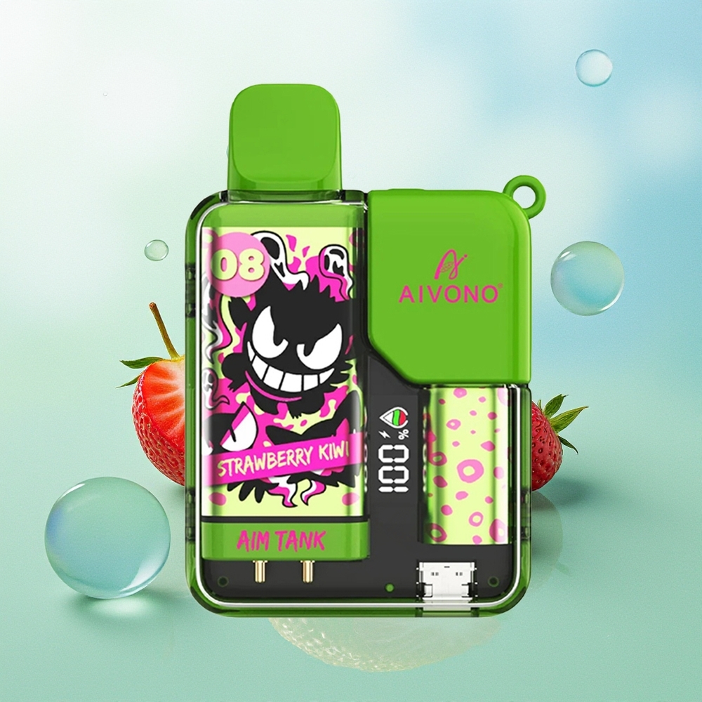 Aivono Aim Tank 9500 Pūkų Braškės Kiwi Ekranas 18ml 650mAh 1.2ohm