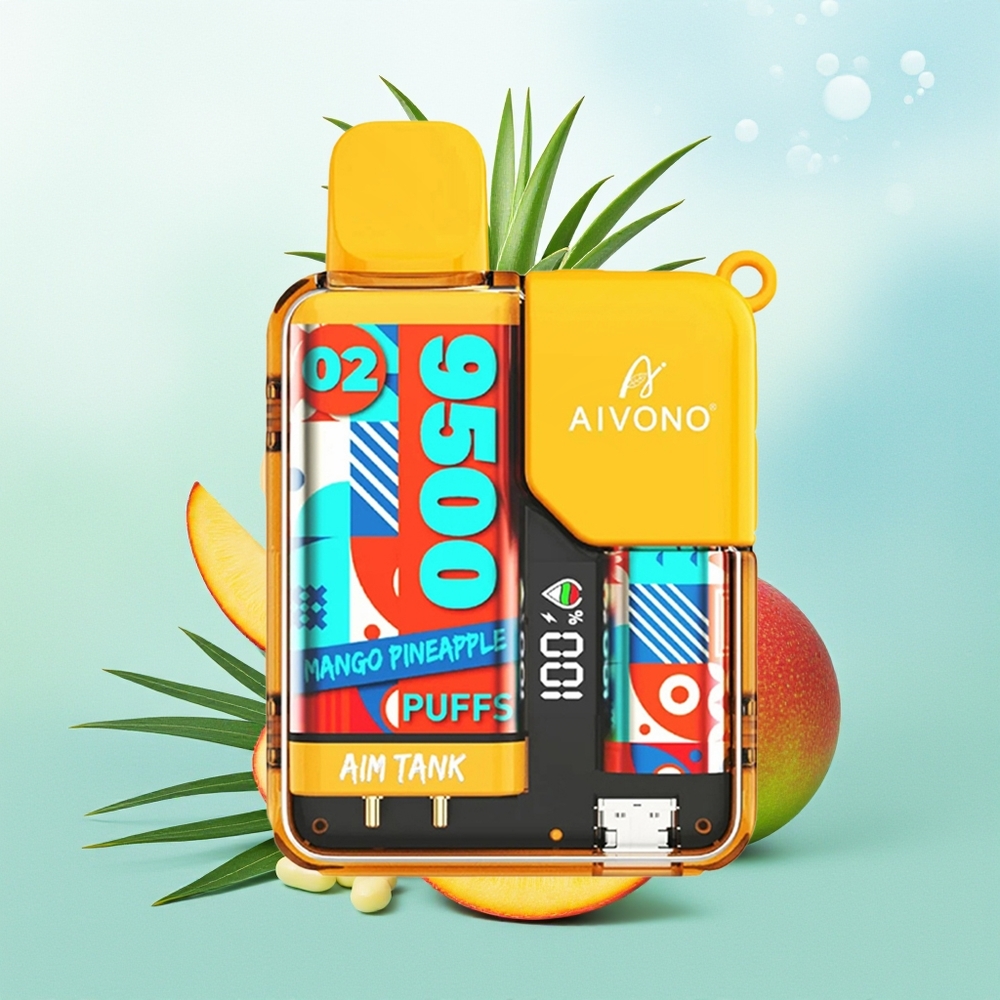 Aivono Aim Tank 9500 Pūkų Mangas Ananasas 18ml 650mAh LCD 1.2ohm