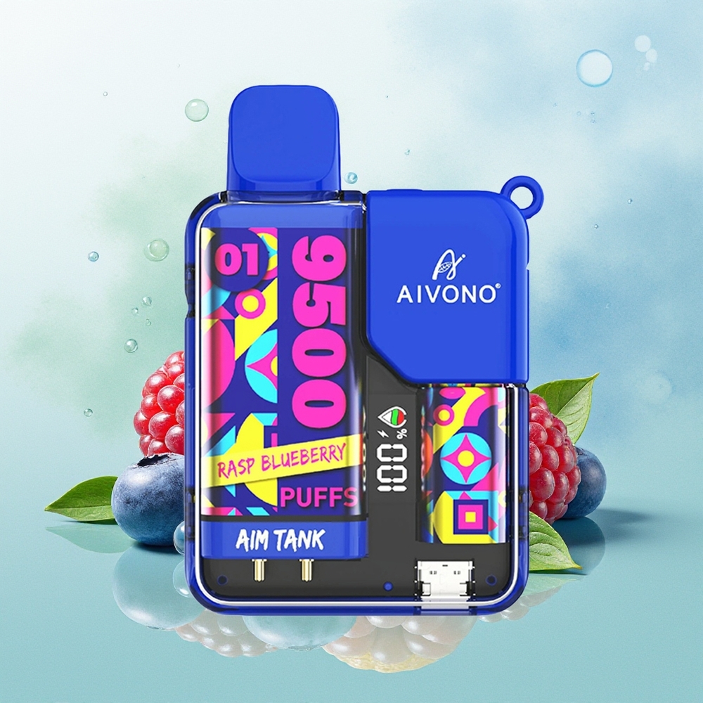 Aivono Aim Tank 9500 Pūsės Avietės Mėlynės LCD Ekranas 18ml Skysčio 650mAh Baterija 1.2ohm Tinklelio Apvija