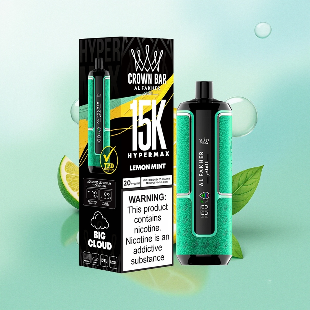 Al Fakher Crown Bar 15K Citrina Mėta Hypermax DTL Kompaktinis 6mg/ml 600mAh Type-C 22ml