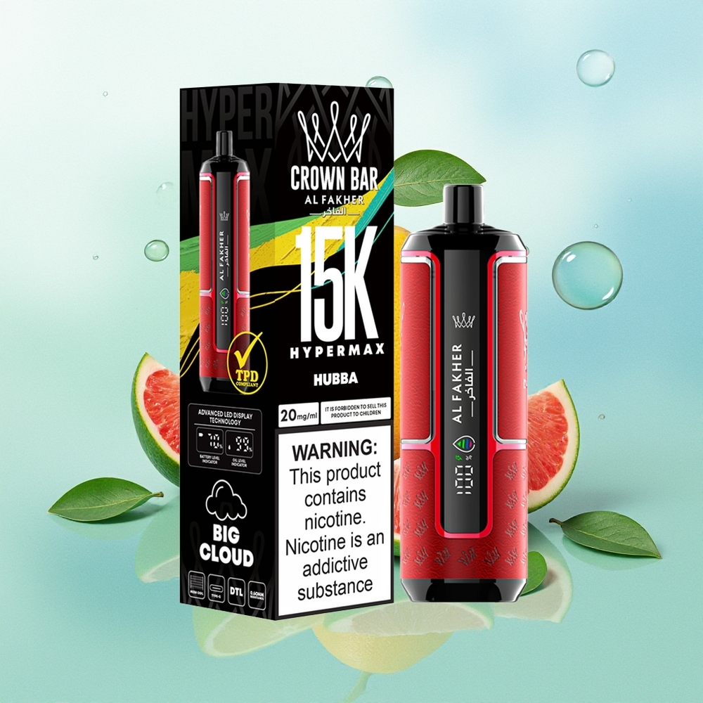 Al Fakher Crown Bar 15K Hypermax DTL 6mg/ml 22ml 600mAh Type-C Port Kompaktinis Nešiojamas Lengvas