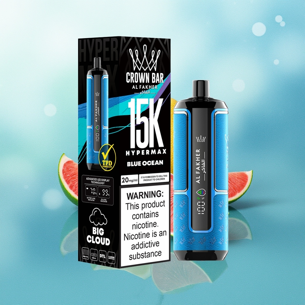 Al Fakher Crown Bar 15K Hypermax Dūmų Išdžiūvimo Rinkinys Mėlynasis Vandenynas