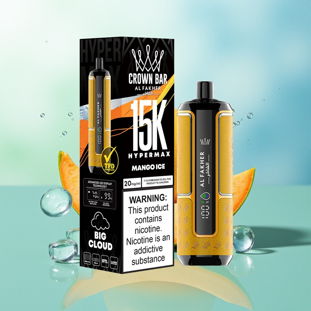 Al Fakher Crown Bar 15K Hypermax Išmetamis Vaporizatorius Mango Ledas