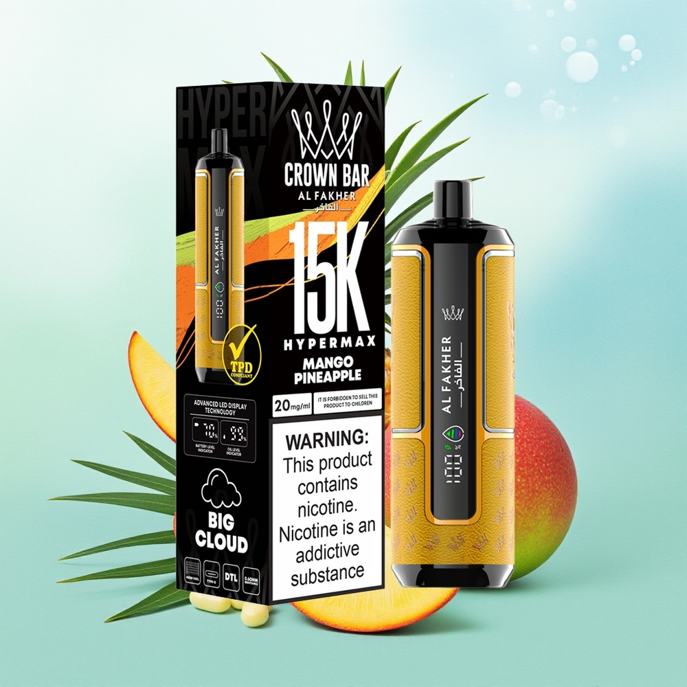Al Fakher Crown Bar 15K Hypermax Skardinis Vaporizatorius 15 000 Potūkiai Mangas Ananasas