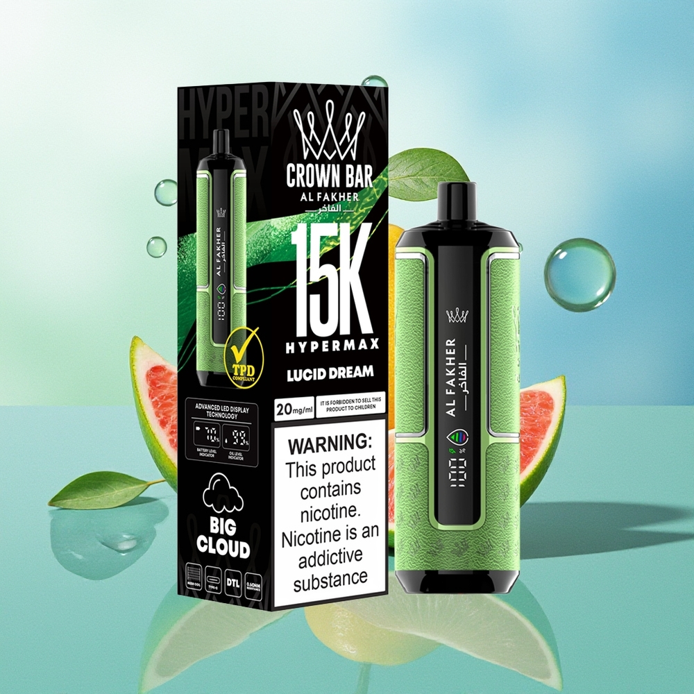 Al Fakher Crown Bar 15K Hypermax Vienkartinė Vape Sistemė 15 000 Pūkų 22ml 6mg/ml Mįslinga Svajonė