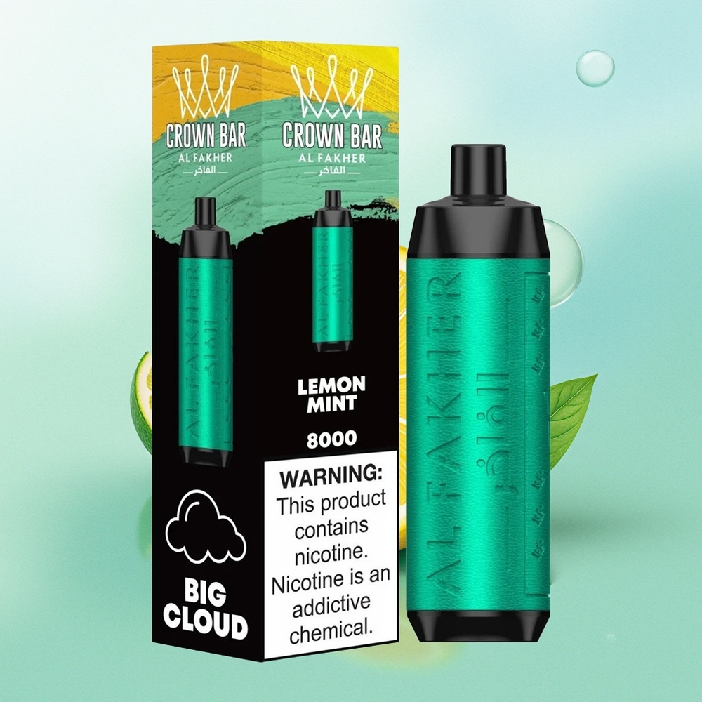 Al Fakher Crown Bar 8000 Citrina Mėta Kristalai 600mAh USB-C 18ml 5mg 0.6ohm