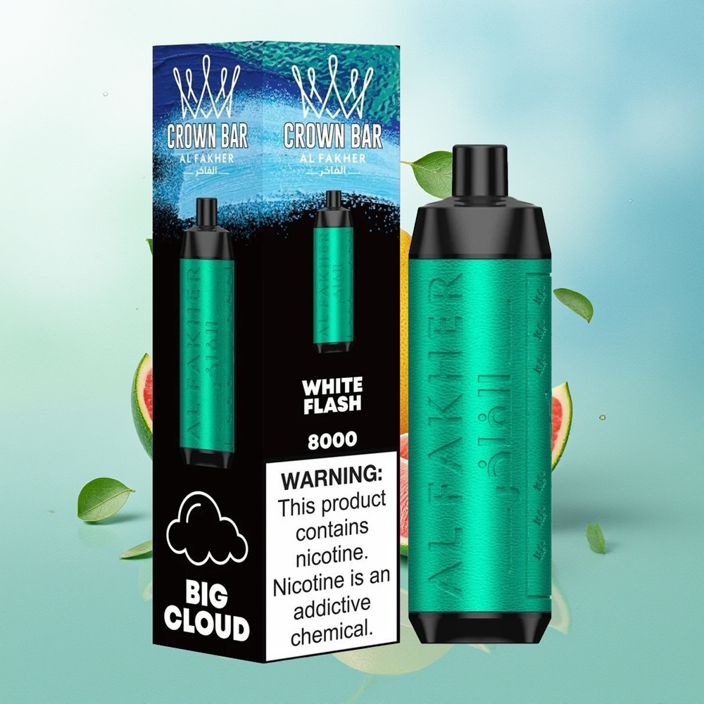 Al Fakher Crown Bar 8000 Kristalinis Vienkartinis Garintuvas Baltasis Žaibas 600mAh 18ml 5mg 0.6Ω