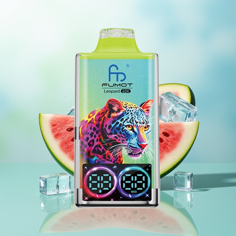 Fumot Leopard 40K Puffs Vienkartinė Vape Arbūzas-Ledas 0%-5% Nikotino 700mAh Dvigubas Tinklelis Type-C Įkrovimas Skaitmeninis Indikatorius