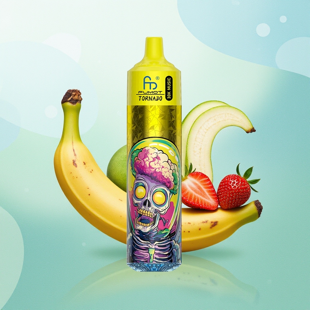 Fumot RandM Tornado 30000 Pūkų Bananų Brakščių su 30mL skysčio 1.0 Ohm tinklelio ritė 600mAh baterija ir LED ekranu