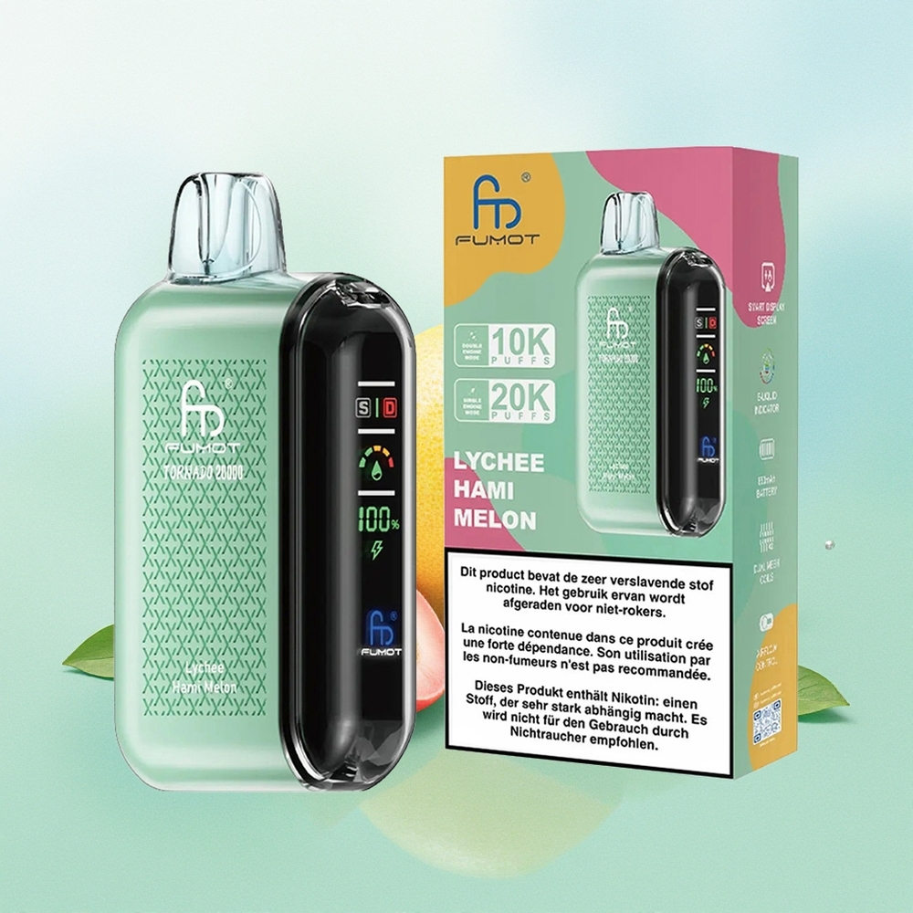 Fumot Tornado 20000 Pūkų Dviguba Tinklelio Apvija 20ml Skysčio 850mAh Akumuliatorius Liečio Hamio Melionas
