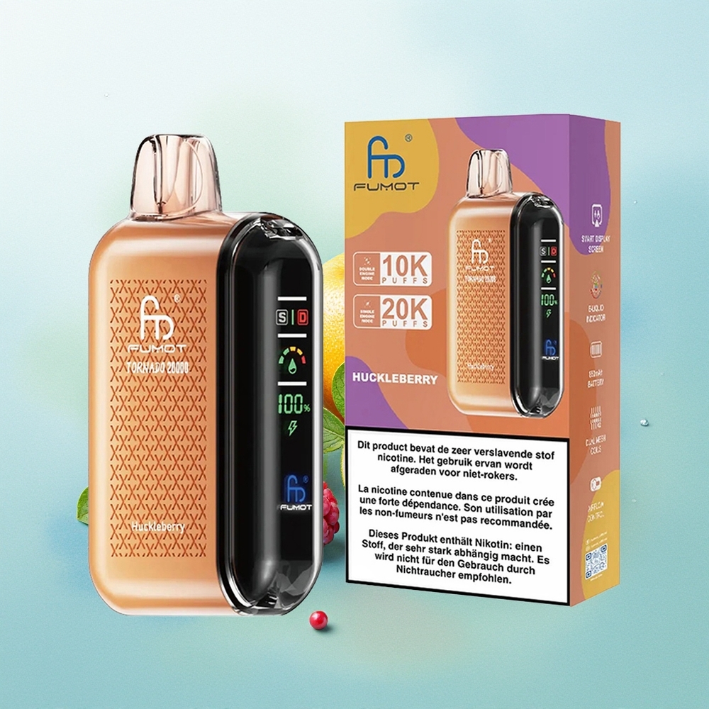 Fumot Tornado 20000 Pūkštelių Dvisraigtis Ekranas Oro Srautas 20ml Uogienės 850mAh 2% Nikotino