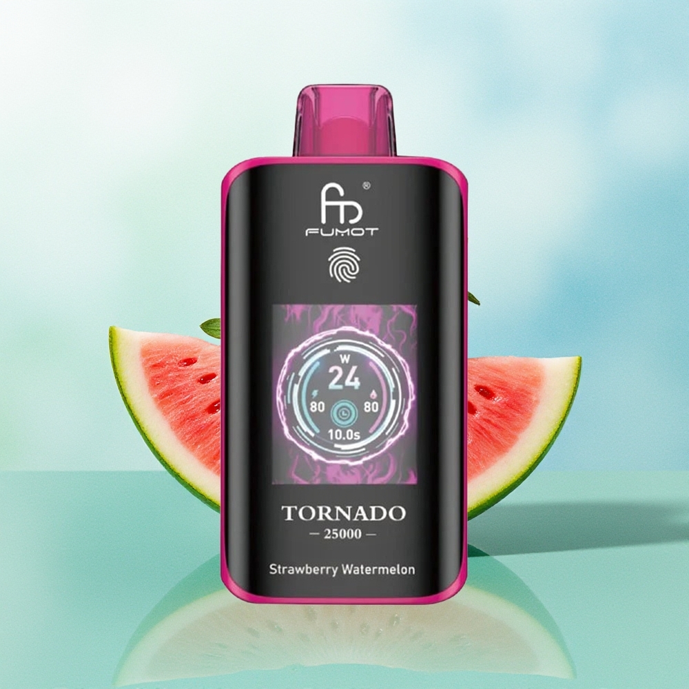 Fumot Tornado 25000 Pūkų Braškė Arbūzas HD Ekranas 700mAh 20ml Type-C