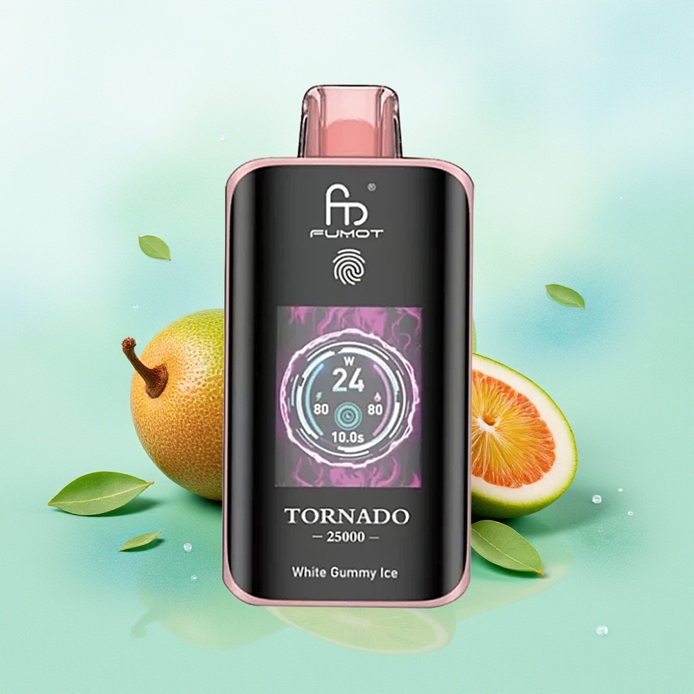 Fumot Tornado 25000 Pūkų Kiwi Pasiflios Gvajava su HD Ekranu 700mAh Akumuliatoriumi 20ml Skysčio ir Type-C Įkrovimu