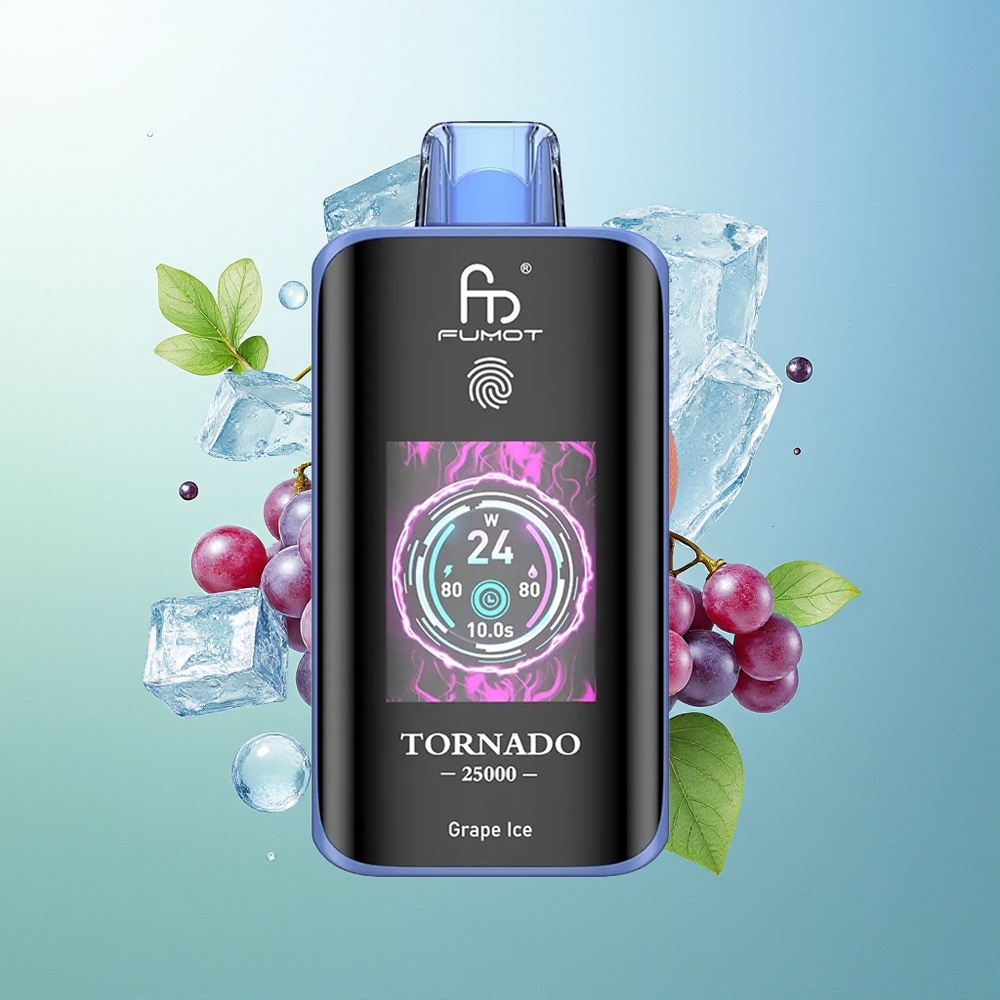 Fumot Tornado 25000 Pūkų Vynuogių Ledas Ekranas 700mAh 20ml Type-C