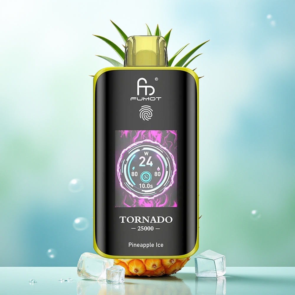 Fumot Tornado 25000 Pūkštelių Ananasų Ledas su HD Ekranu 700mAh Perkroviama Baterija 20ml Išankstinio Užpildymo Skystis