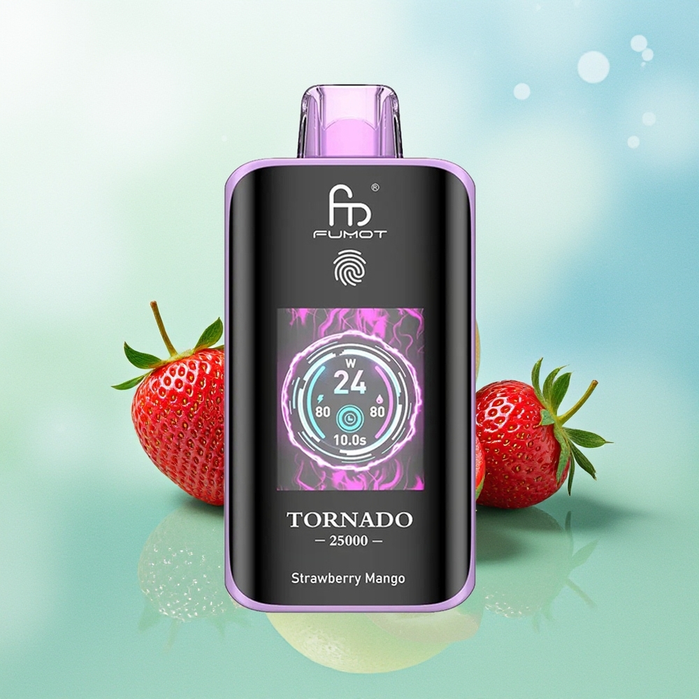Fumot Tornado 25000 Pūkštelių Braškė-Mangas HD Ekranas 700mAh Akumuliatorius 20ml Skysčio Type-C Įkrovimas