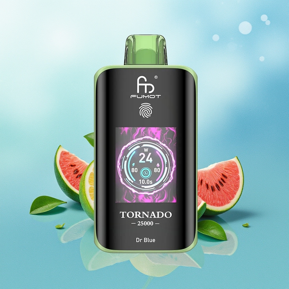 Fumot Tornado 25000 Pūkštelių Dr Mėlyna HD Ekranas 700mAh 20ml Type-C