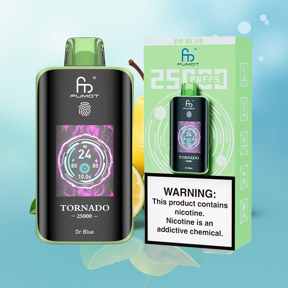Fumot Tornado 25000 Pūkštelių Dr Mėlyna HD Ekranas 700mAh 20ml Type-C