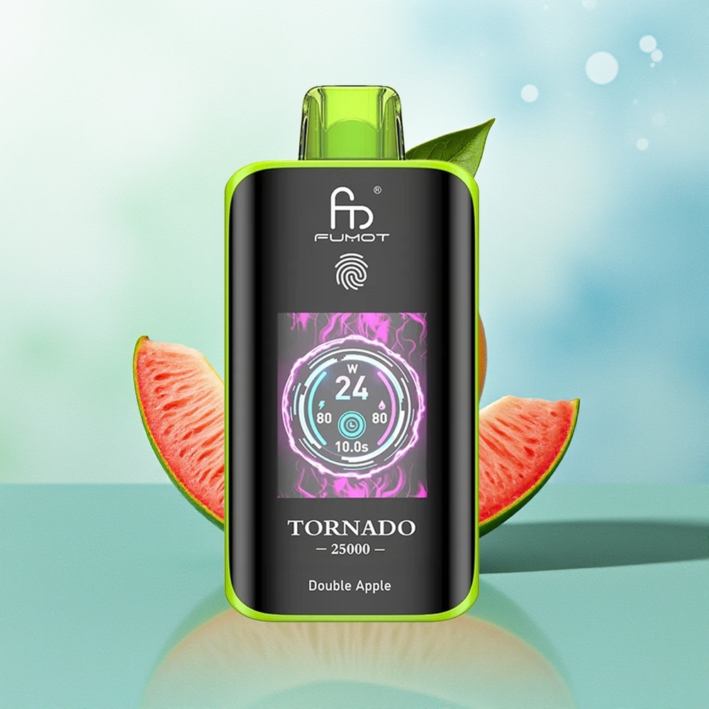 Fumot Tornado 25000 Pūkštelių Dvigubų Obuolių su HD Ekranu 700mAh Akumuliatoriumi 20ml Skysčio Type-C Įkrovimu