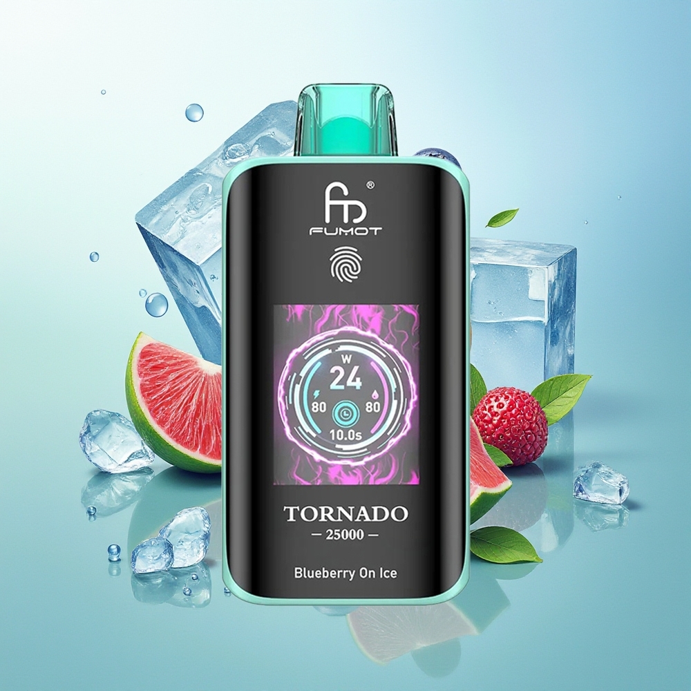 Fumot Tornado 25000 Pūkštelių Mėlynų Uogų Su Ledu Ekranas 700mAh 20ml Type-C
