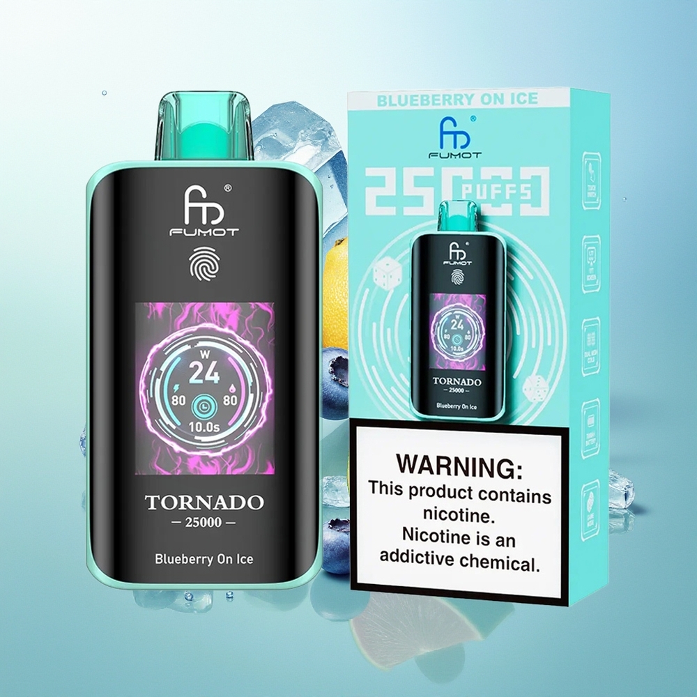 Fumot Tornado 25000 Pūkštelių Mėlynų Uogų Su Ledu Ekranas 700mAh 20ml Type-C