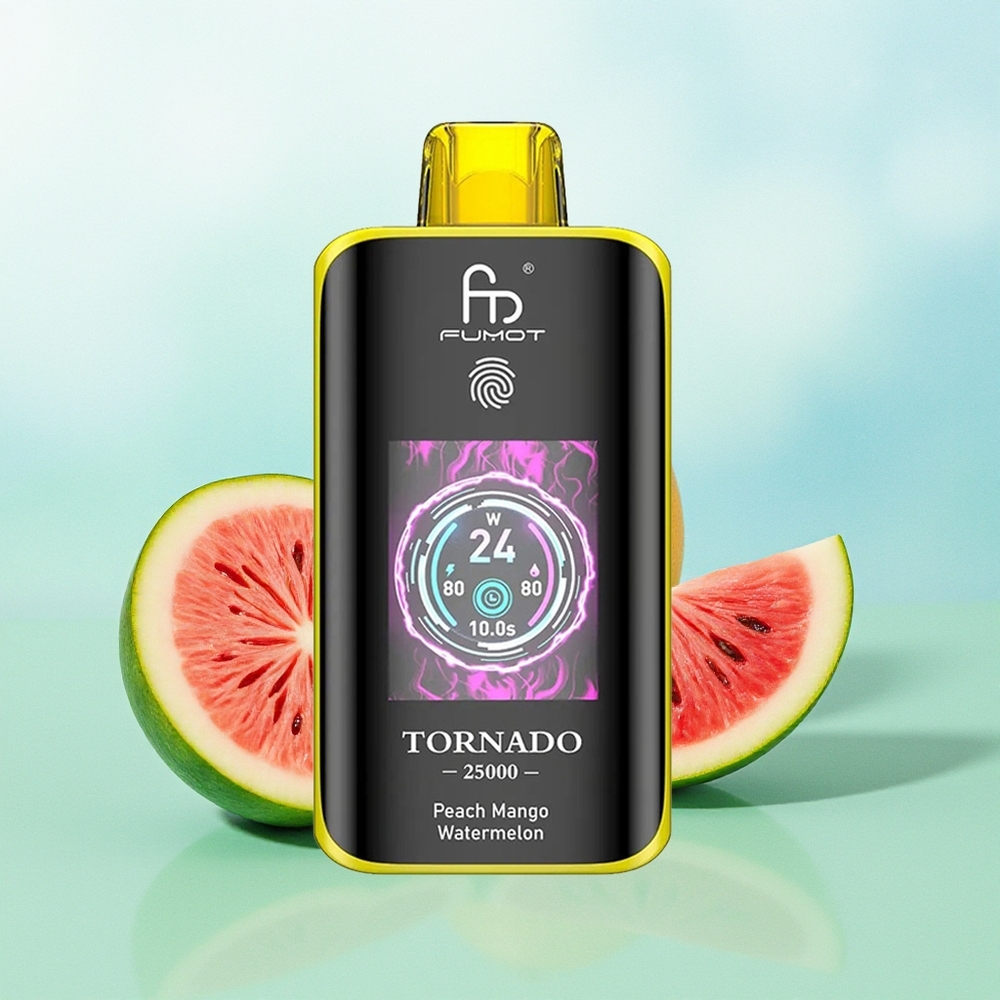 Fumot Tornado 25000 Pūkštelių Persikas Mango Arbūzas HD Ekranas 700mAh 20ml Tipas-C