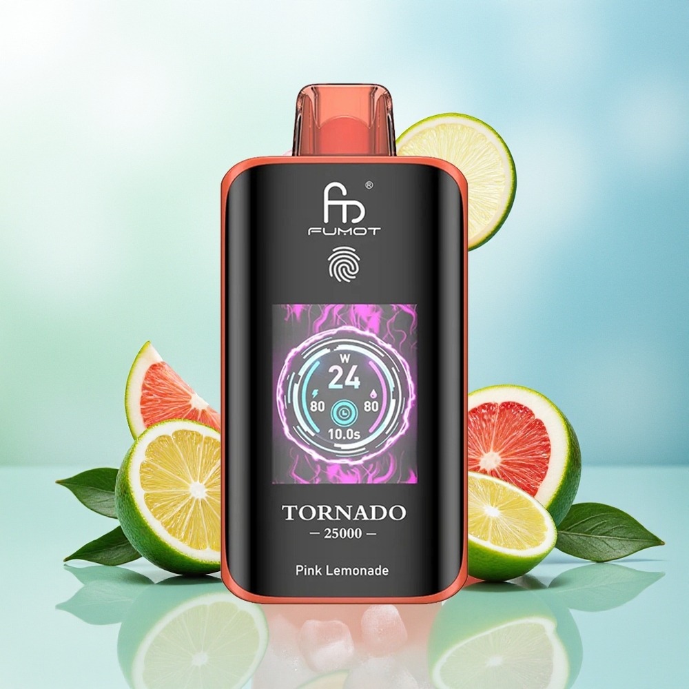 Fumot Tornado 25000 Pūkštelių Rūgščiai Citrinų Gėrimas HD Ekranas 700mAh Type-C