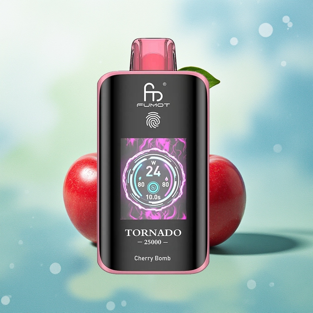 Fumot Tornado 25000 Pruokų Vyšnių Bomba su HD Ekranu 20ml Skysčio ir Type-C Įkrovimu