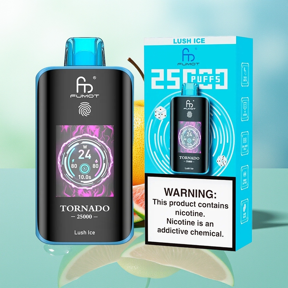 Fumot Tornado 25000 Puffų Sultingo Ledinio Skonio USB Type-C Įkrovimas HD Ekranas 20ml Skysčio
