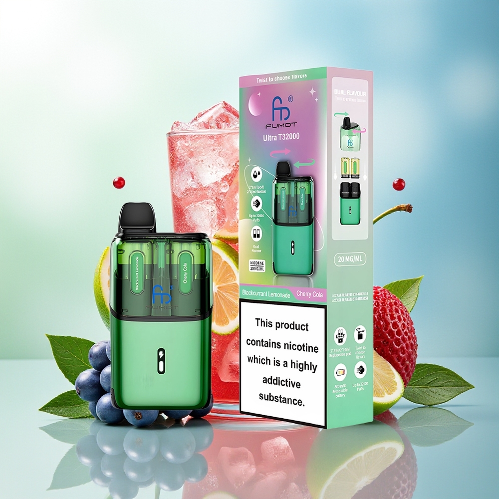 Fumot Ultra T32000 32000 Dūmai Juodosios Serbentų Limonadas - Vyšnių Kola 800mAh 24ml 2% Type-C Tinklelis