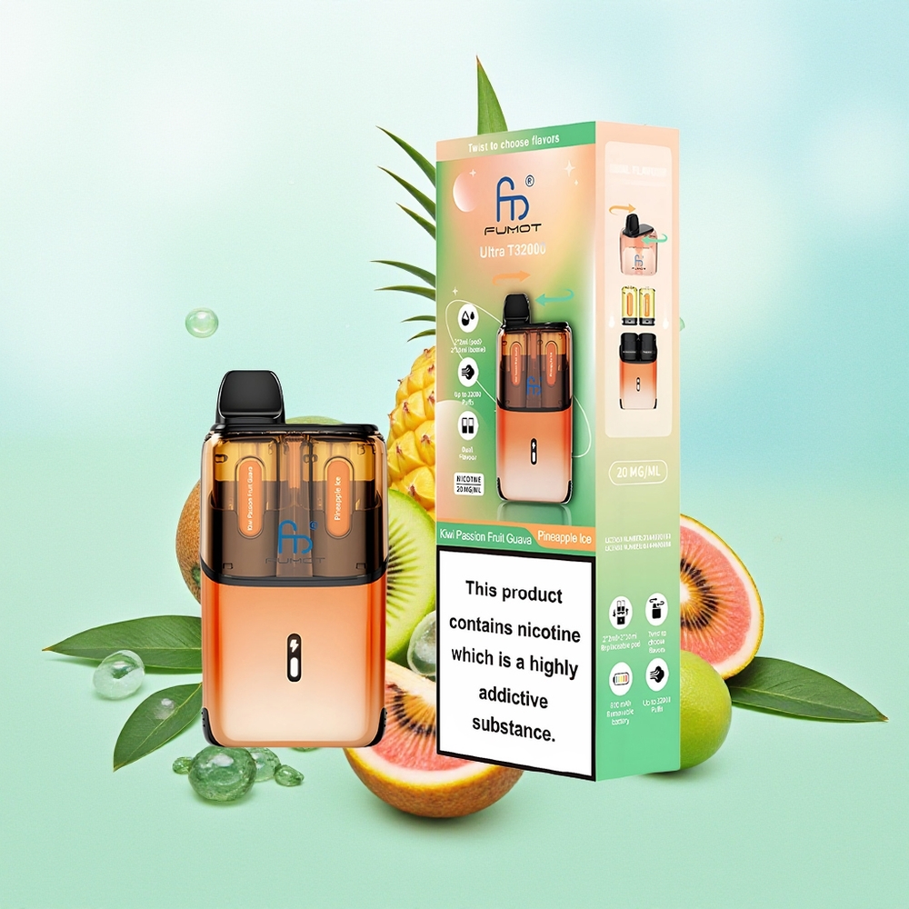 Fumot Ultra T32000 32000 Pūkų Kiwi Pasiflora Guava - Ananasų Ledas 800mAh 24ml 20mg Type-C Tinklelis