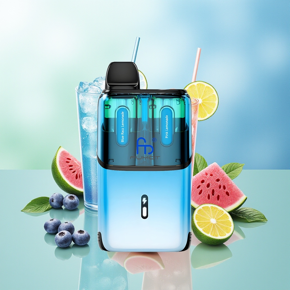 Fumot Ultra T32000 32000 Pūkų Mėlynoji Avietės Citrinų Gira - Rožinė Citrinų Gira 800mAh 24ml 20mg T-C Greita