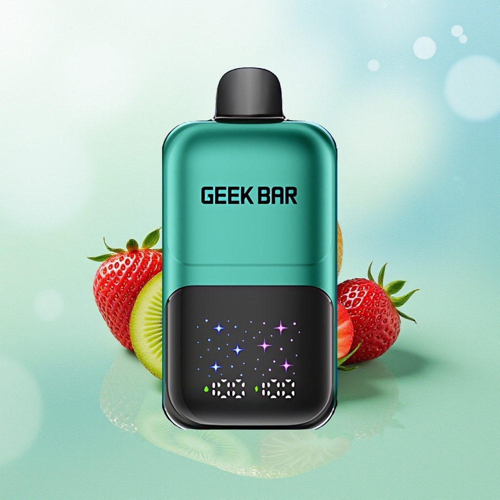 GEEK BAR 2GO 50000 Pūkų Braškė & Kiwi Interaktyvus Didelis Ekranas 3 Lygių Skonio/Šaltumo Reguliavimas Dvigubas Bakas