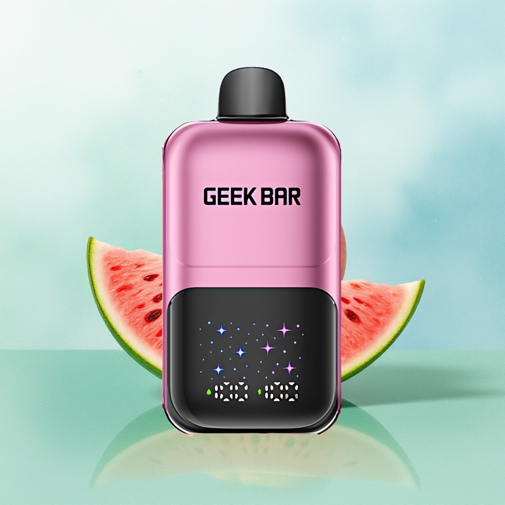 GEEK BAR 2GO 50000 Pūkų Persikas & Arbūzas Didelis Ekranas Dviguba Talpa 5% Nikotino Druska