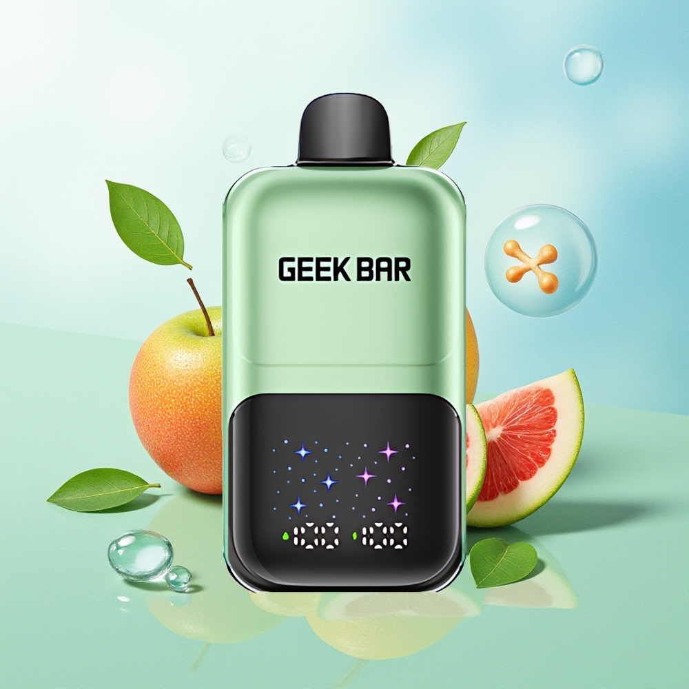 GEEK BAR 2GO 50000 Puffų Rūgštus Saldainiai & Rūgštūs Vaisiai Didelis Ekranas 3 Lygių Skonio/Šaltumo Reguliavimas Dviguba Talpa 20ml