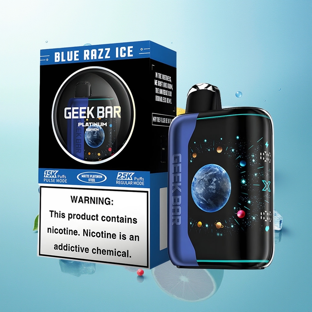 GEEK BAR Platinum Edition 25000 Pūkų Mėlynųjų Avietų Ledas USB-Type C 20mL 2% Nikotino