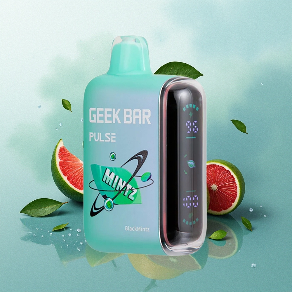 GEEK BAR Pulse 15000 Pūkų Mėtos Leidimas su 16ML Skysčio 5% Nikotino Reguliuojamu Oro Srautu 650 mAh Baterija ir USB Type-C