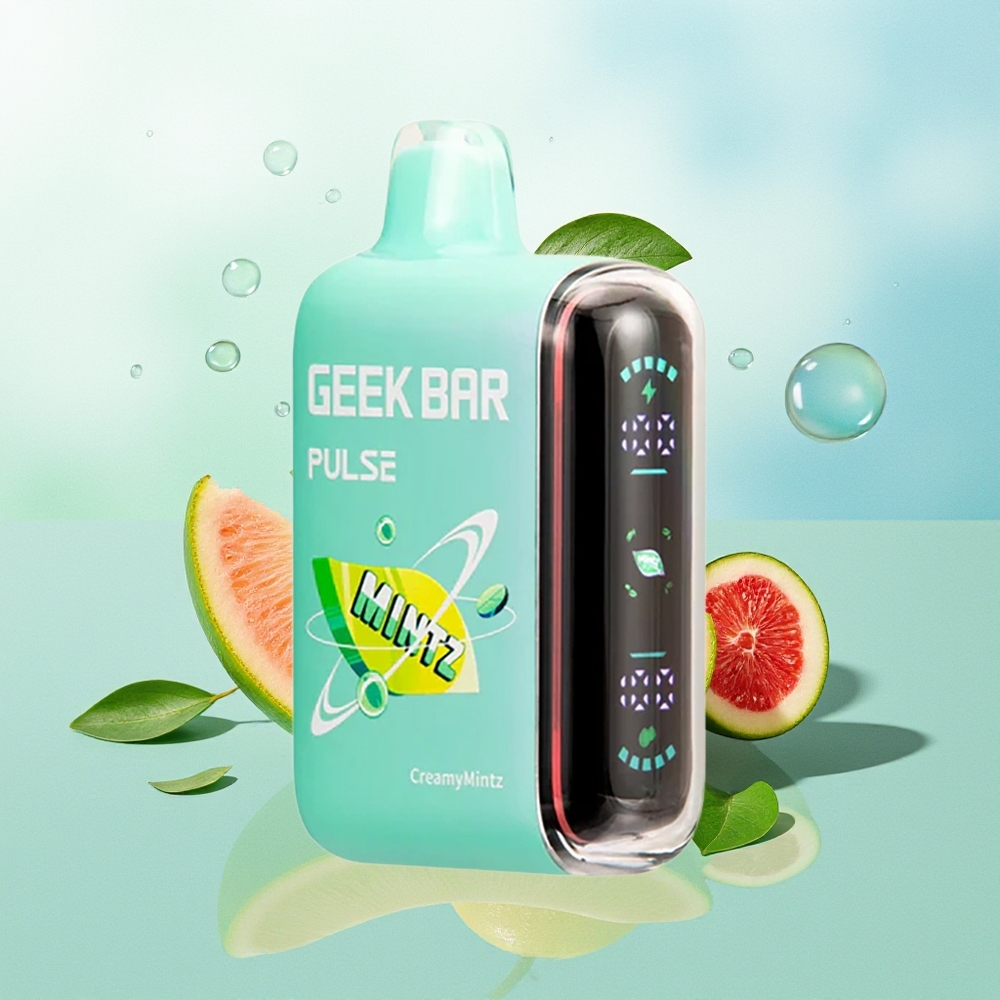 GEEK BAR Pulse 15000 Pūkų Mėtos Leidimas su 16ML Skysčio 5% Nikotino Reguliuojamu Oro Srautu 650 mAh Baterija ir USB Type-C