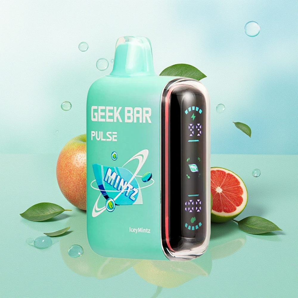 GEEK BAR Pulse 15000 Pūkų Mėtos Leidimas su 16ML Skysčio 5% Nikotino Reguliuojamu Oro Srautu 650 mAh Baterija ir USB Type-C